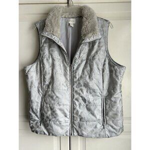 Chicos Puffer‎ Vest Womens Large 3 Silver Zip Up